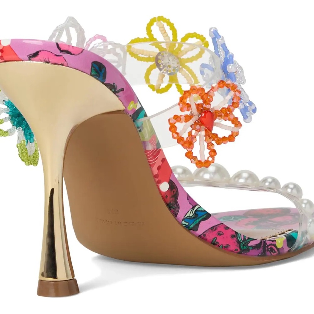 🆕Betsey Johnson GOLDIEE Bright Beaded Floral Heels - Picture 15 of 17